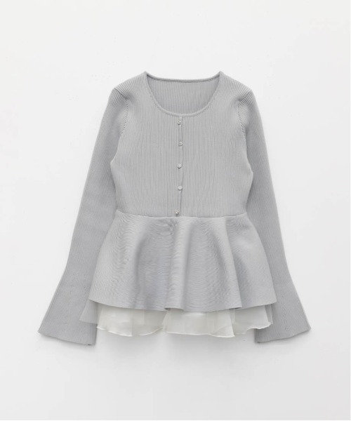 RANDA（ランダ）の「【SUSTAINABLE】シアーチュールドッキングペプラムニット（ニット/セーター・レディース・ピンク/グレー/アイボリー/ライトグレー・FREE）」の17枚目の写真