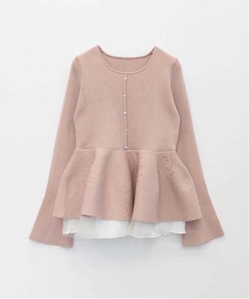 RANDA（ランダ）の「【SUSTAINABLE】シアーチュールドッキングペプラムニット（ニット/セーター・レディース・ピンク/グレー/アイボリー/ライトグレー・FREE）」の20枚目の写真