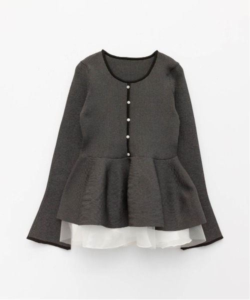 RANDA（ランダ）の「【SUSTAINABLE】シアーチュールドッキングペプラムニット（ニット/セーター・レディース・ピンク/グレー/アイボリー/ライトグレー・FREE）」の19枚目の写真