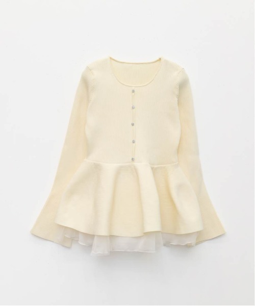 RANDA（ランダ）の「【SUSTAINABLE】シアーチュールドッキングペプラムニット（ニット/セーター・レディース・ピンク/グレー/アイボリー/ライトグレー・FREE）」の18枚目の写真