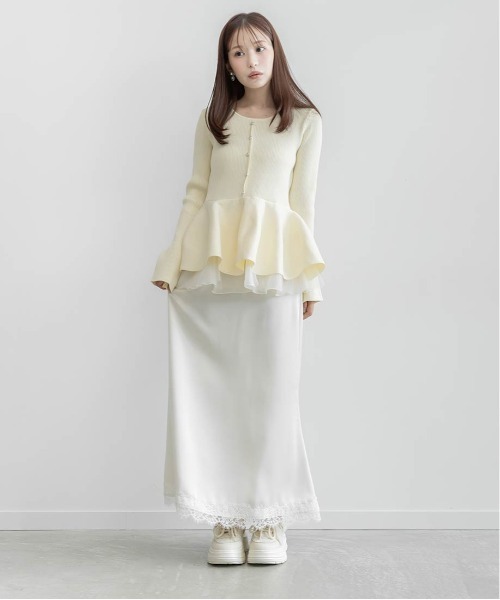 RANDA（ランダ）の「【SUSTAINABLE】シアーチュールドッキングペプラムニット（ニット/セーター・レディース・ピンク/グレー/アイボリー/ライトグレー・FREE）」の11枚目の写真