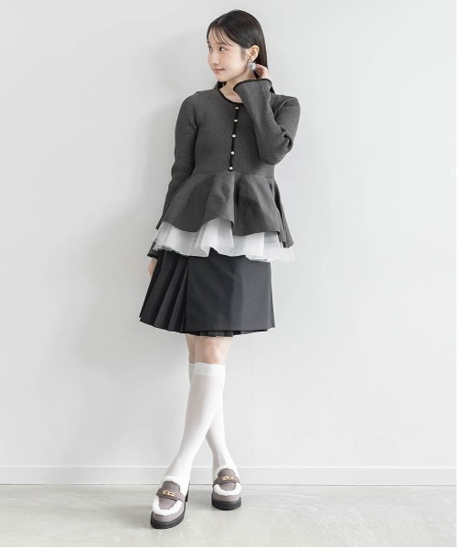 RANDA（ランダ）の「【SUSTAINABLE】シアーチュールドッキングペプラムニット（ニット/セーター・レディース・ピンク/グレー/アイボリー/ライトグレー・FREE）」の8枚目の写真
