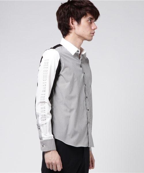 Education from Youngmachines（エデュケーションフロムヤングマシーン）の「【Education from Youngmachines】MENS ストライプコンビシャツ（シャツ/ブラウス・メンズ・ホワイト・3/1/2）」の2枚目の写真