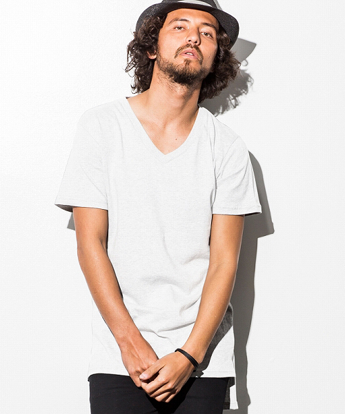 SHELLAC HOMME(シェラックオム)の「アシンメトリースリットデザイン ロングTシャツ(Tシャツ/カットソー・メンズ・ホワイト/グレー/ブラック・SMALL/MEDIUM/LARGE)」の5枚目の写真