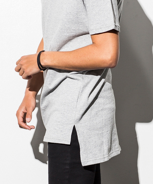 SHELLAC HOMME(シェラックオム)の「アシンメトリースリットデザイン ロングTシャツ(Tシャツ/カットソー・メンズ・ホワイト/グレー/ブラック・SMALL/MEDIUM/LARGE)」の8枚目の写真