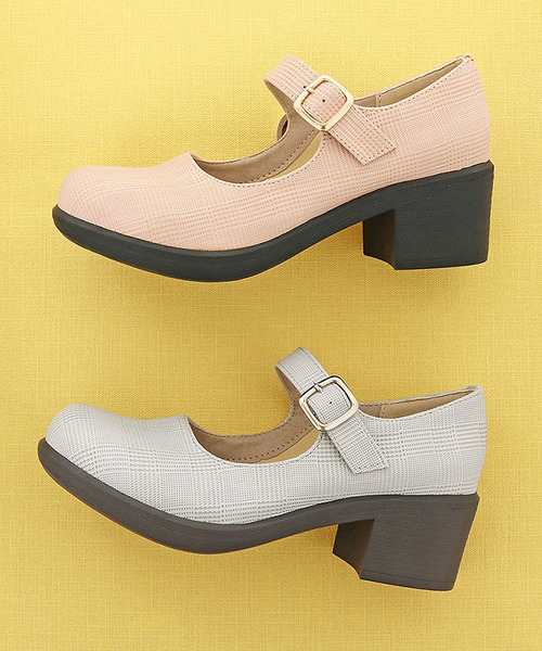 byあしながおじさん（バイアシナガオジサン）の「厚底ストラップシューズ　8980365（パンプス・レディース・ダークブラウン/キャメル/ブラック/マスタード/アイボリー/クリアブラック/マルチ/ライトグレー/ピンク/ワインレッド/オフホワイト/チェック・23.5cm/24.0cm/22.5cm/24.5cm/23.0cm/25.0cm/22.0cm）」の4枚目の写真