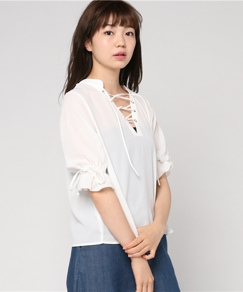 VENCEEXCHANGE（ヴァンスエクスチェンジ）の「スピンドル7分ブラウス               （シャツ/ブラウス・レディース・ホワイト/ブラック/イエロー・MEDIUM）」の11枚目の写真