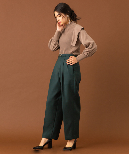 UNITED TOKYO（ユナイテッドトウキョウ）の「ウォッシャブルカラーワイドテーパードパンツ（その他パンツ・レディース・ネイビー/ブラウン/イエロー/グリーン・1/2）」の15枚目の写真