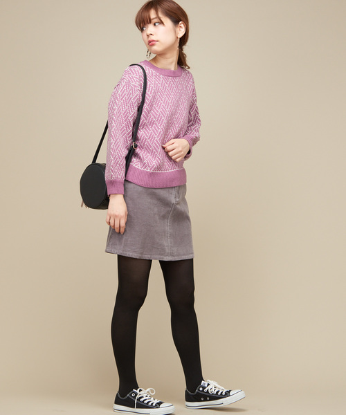 natural couture（ナチュラルクチュール）の「ジオメトリック柄ジャガーニット（ニット/セーター・レディース・オフホワイト/ベージュ/パープル・FREE）」の22枚目の写真