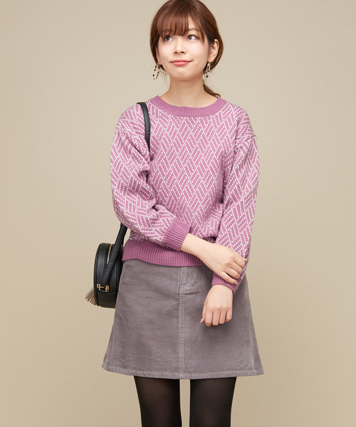 natural couture（ナチュラルクチュール）の「ジオメトリック柄ジャガーニット（ニット/セーター・レディース・オフホワイト/ベージュ/パープル・FREE）」の19枚目の写真