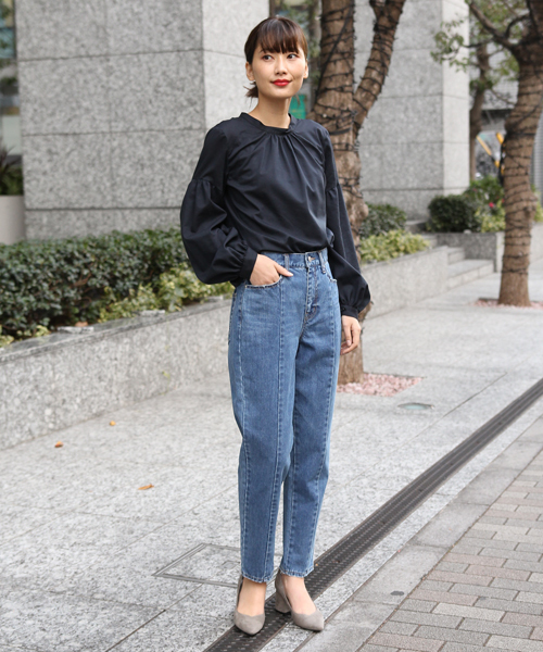 laboratory work（ラボラトリーワーク）の「バックボタンブラウス（シャツ/ブラウス・レディース・ネイビー/オフホワイト/ベージュ・MEDIUM）」の10枚目の写真