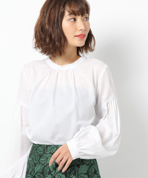 laboratory work（ラボラトリーワーク）の「バックボタンブラウス（シャツ/ブラウス・レディース・ネイビー/オフホワイト/ベージュ・MEDIUM）」の4枚目の写真