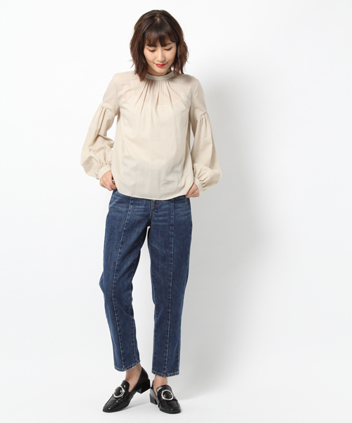 laboratory work（ラボラトリーワーク）の「バックボタンブラウス（シャツ/ブラウス・レディース・ネイビー/オフホワイト/ベージュ・MEDIUM）」の19枚目の写真