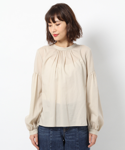 laboratory work（ラボラトリーワーク）の「バックボタンブラウス（シャツ/ブラウス・レディース・ネイビー/オフホワイト/ベージュ・MEDIUM）」の9枚目の写真