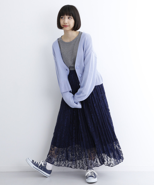 MERLOT(メルロー)の「裾フリルVネックニットカーディガン1181(カーディガン/ボレロ・レディース・ブラック/ピンク/ライトブルー/ベージュ・FREE)」の5枚目の写真