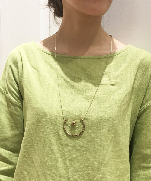 un dix cors（アンディコール）の「ラウンドパーツ＆パールネックレス（ネックレス・レディース・ベージュ/ブラウン・ﾌﾘ-）」の5枚目の写真