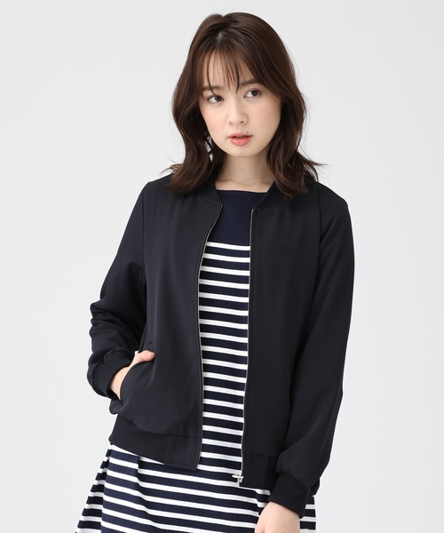 GLACIER（グラシア）の「ロングシーズン着れる きちんとスタイルの大人顔リブブルゾン（ブルゾン・レディース・カーキ/ブラック/ネイビー/オリーブ/ピンク/グレー・M/L/LL）」の5枚目の写真