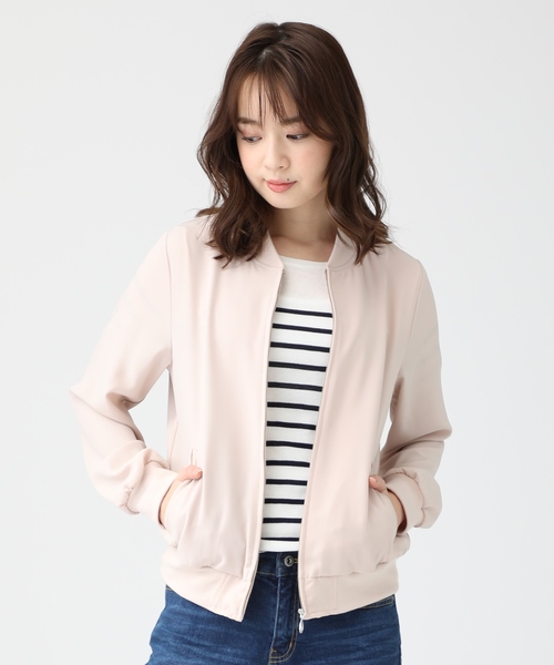 GLACIER（グラシア）の「ロングシーズン着れる きちんとスタイルの大人顔リブブルゾン（ブルゾン・レディース・カーキ/ブラック/ネイビー/オリーブ/ピンク/グレー・M/L/LL）」の6枚目の写真