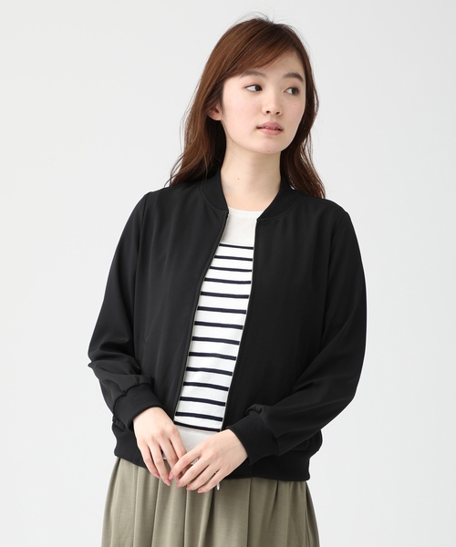 GLACIER（グラシア）の「ロングシーズン着れる きちんとスタイルの大人顔リブブルゾン（ブルゾン・レディース・カーキ/ブラック/ネイビー/オリーブ/ピンク/グレー・M/L/LL）」の2枚目の写真