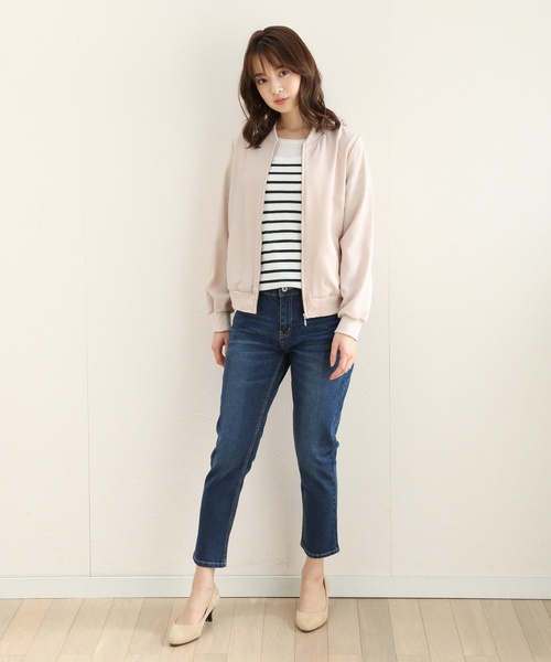 GLACIER（グラシア）の「ロングシーズン着れる きちんとスタイルの大人顔リブブルゾン（ブルゾン・レディース・カーキ/ブラック/ネイビー/オリーブ/ピンク/グレー・M/L/LL）」の9枚目の写真