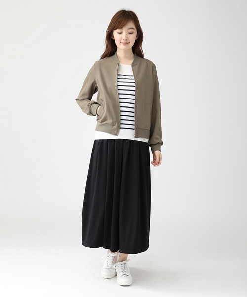 GLACIER（グラシア）の「ロングシーズン着れる きちんとスタイルの大人顔リブブルゾン（ブルゾン・レディース・カーキ/ブラック/ネイビー/オリーブ/ピンク/グレー・M/L/LL）」の10枚目の写真