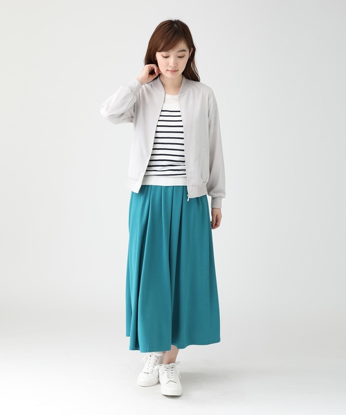 GLACIER（グラシア）の「ロングシーズン着れる きちんとスタイルの大人顔リブブルゾン（ブルゾン・レディース・カーキ/ブラック/ネイビー/オリーブ/ピンク/グレー・M/L/LL）」の11枚目の写真