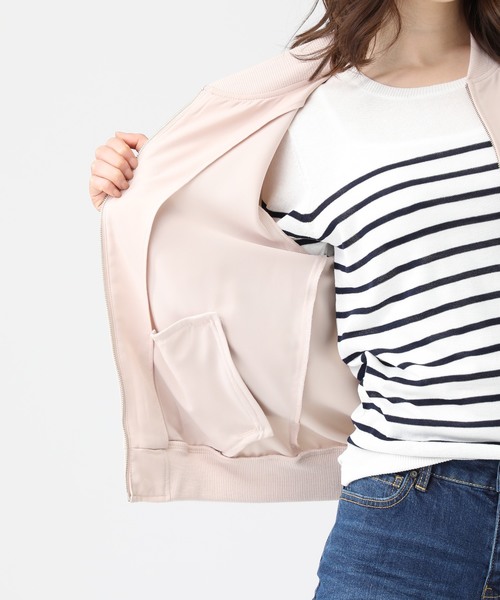 GLACIER（グラシア）の「ロングシーズン着れる きちんとスタイルの大人顔リブブルゾン（ブルゾン・レディース・カーキ/ブラック/ネイビー/オリーブ/ピンク/グレー・M/L/LL）」の15枚目の写真