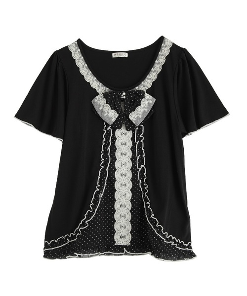 axes femme ビッグリボン　フリルトップス 黒 ビッグリボンブラウス | outlet | axes femme online shop