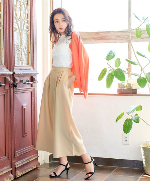 KOBE LETTUCE（コウベレタス）の「バックウエストゴム★カットジョーゼットタックワイドパンツ レディース ボトムス[M2146]神戸レタス（その他パンツ・レディース・カーキ/ネイビー/イエロー/ピンク/サックスブルー/グリーン/ベージュ/ブラック・FREE）」の11枚目の写真
