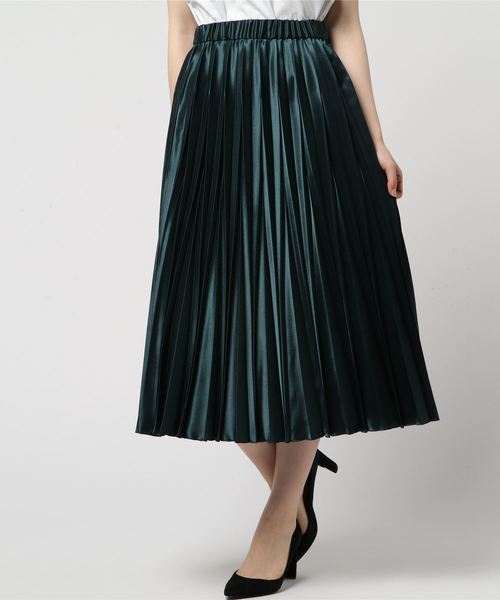 UN3D.（アンスリード）の「【UN3D.】GLOSSY PLEATS SK 521820801601（スカート・レディース・グリーン/ブラック・36/38）」の6枚目の写真