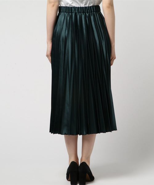 UN3D.（アンスリード）の「【UN3D.】GLOSSY PLEATS SK 521820801601（スカート・レディース・グリーン/ブラック・36/38）」の4枚目の写真