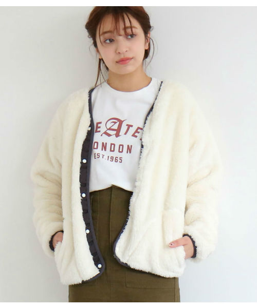 Champion（チャンピオン）の「Champion / チャンピオン　シェルパフリーススナップジャケット（その他アウター・レディース・ホワイト/ブラック・MEDIUM）」の2枚目の写真