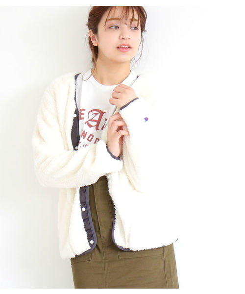 Champion（チャンピオン）の「Champion / チャンピオン　シェルパフリーススナップジャケット（その他アウター・レディース・ホワイト/ブラック・MEDIUM）」の7枚目の写真