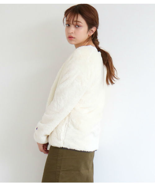 Champion（チャンピオン）の「Champion / チャンピオン　シェルパフリーススナップジャケット（その他アウター・レディース・ホワイト/ブラック・MEDIUM）」の8枚目の写真