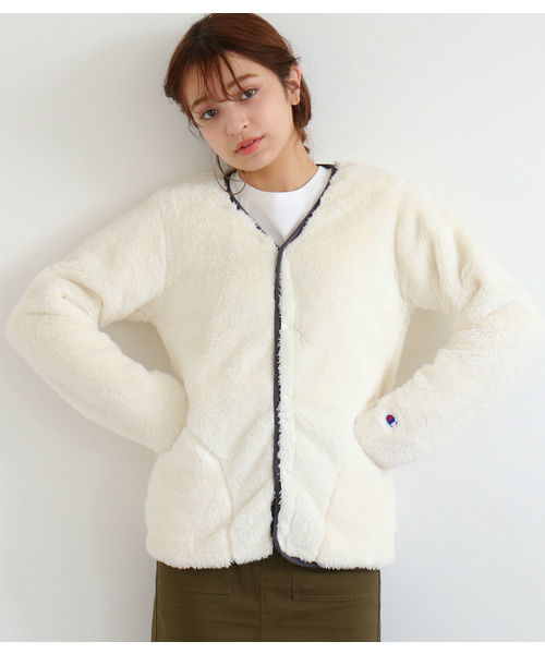 Champion（チャンピオン）の「Champion / チャンピオン　シェルパフリーススナップジャケット（その他アウター・レディース・ホワイト/ブラック・MEDIUM）」の10枚目の写真