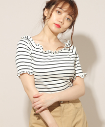 apres jour | マルチボーダーフリルトップス【ZOZOTOWN限定アイテム】(Tシャツ/カットソー)