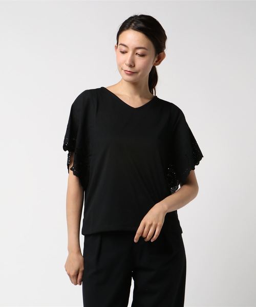 AMERICAN HOLIC(アメリカンホリック)の「・半袖レースプルオーバー(Tシャツ/カットソー・レディース・ライトカーキ/ベージュ/オフホワイト/ブラック・FREE)」の18枚目の写真