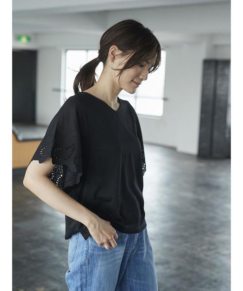AMERICAN HOLIC(アメリカンホリック)の「・半袖レースプルオーバー(Tシャツ/カットソー・レディース・ライトカーキ/ベージュ/オフホワイト/ブラック・FREE)」の13枚目の写真