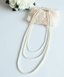 DRESS STAR | MIXフェイクパールデザイン3連ネックレス(ネックレス)