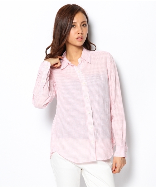 UNITED ARROWS（ユナイテッドアローズ）の「UA リネン レギュラー シャツ◆◆◆（シャツ/ブラウス・レディース・ピンク/ホワイト・38/40）」の2枚目の写真