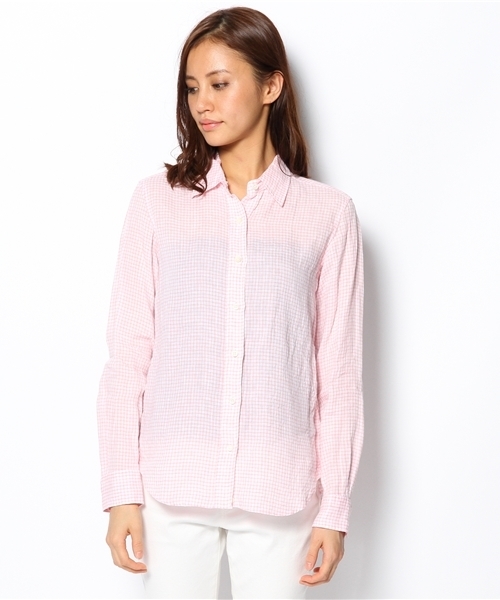 UNITED ARROWS（ユナイテッドアローズ）の「UA リネン レギュラー シャツ◆◆◆（シャツ/ブラウス・レディース・ピンク/ホワイト・38/40）」の3枚目の写真