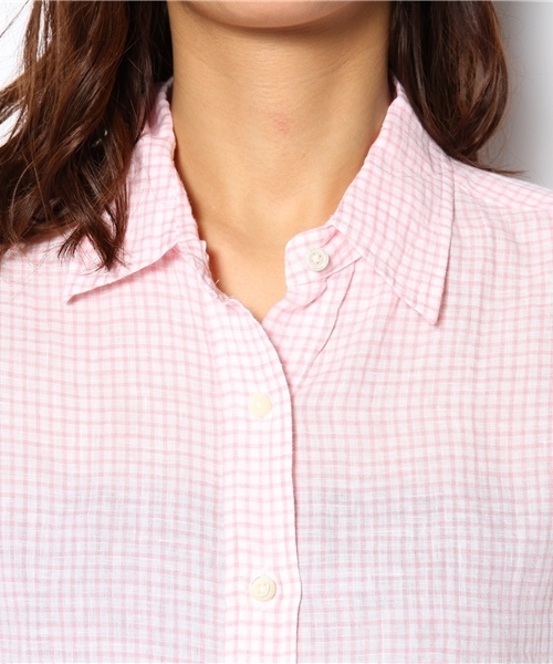 UNITED ARROWS（ユナイテッドアローズ）の「UA リネン レギュラー シャツ◆◆◆（シャツ/ブラウス・レディース・ピンク/ホワイト・38/40）」の7枚目の写真