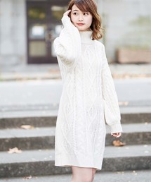 one after another NICE CLAUP | ケーブルニットミニワンピース(ワンピース)