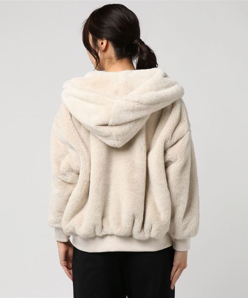 archives（アルシーヴ）の「ファーフードリブブルゾン（ブルゾン・レディース・グレー/アイボリー/ピンクベージュ・MEDIUM）」の6枚目の写真