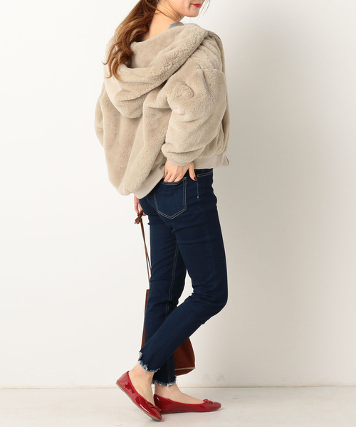 archives（アルシーヴ）の「ファーフードリブブルゾン（ブルゾン・レディース・グレー/アイボリー/ピンクベージュ・MEDIUM）」の7枚目の写真