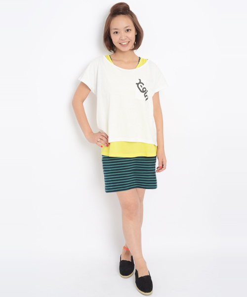 X-girl(エックスガール)の「3 PIECE SET DRESS(ワンピース・レディース・ホワイト/ブラック/ピンク・1/2)」の2枚目の写真