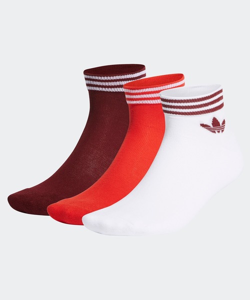 adidas（アディダス）の「トレフォイル アンクルソックス 3足組み [TREFOIL ANKLE SOCKS 3 PAIRS]  / アディダスオリジナルス adidas Originals（ソックス/靴下・メンズ・ホワイト/ブラック/ホワイト×ネイビー/ホワイト×レッド/ホワイト×グレー/ホワイト×ブラック/オフホワイト/マルチ/ホワイト系その他/オリーブ/グリーン/ホワイト×グリーン/ホワイト系その他2/ブラック系その他・19-21cm/22.0～24.0cm/24.0～26.0cm/27.0～29.0cm/17-19cm）」の3枚目の写真