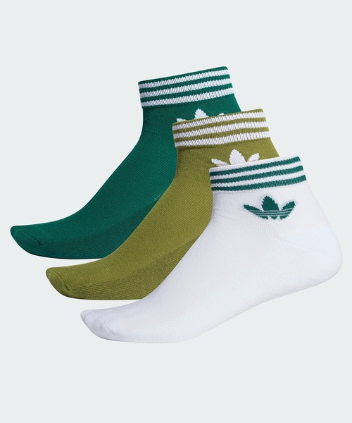 adidas（アディダス）の「トレフォイル アンクルソックス 3足組み [TREFOIL ANKLE SOCKS 3 PAIRS]  / アディダスオリジナルス adidas Originals（ソックス/靴下・メンズ・ホワイト/ブラック/ホワイト×ネイビー/ホワイト×レッド/ホワイト×グレー/ホワイト×ブラック/オフホワイト/マルチ/ホワイト系その他/オリーブ/グリーン/ホワイト×グリーン/ホワイト系その他2/ブラック系その他・19-21cm/22.0～24.0cm/24.0～26.0cm/27.0～29.0cm/17-19cm）」の12枚目の写真
