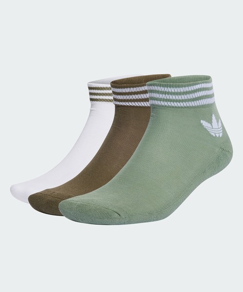 adidas（アディダス）の「トレフォイル アンクルソックス 3足組み [TREFOIL ANKLE SOCKS 3 PAIRS]  / アディダスオリジナルス adidas Originals（ソックス/靴下・メンズ・ホワイト/ブラック/ホワイト×ネイビー/ホワイト×レッド/ホワイト×グレー/ホワイト×ブラック/オフホワイト/マルチ/ホワイト系その他/オリーブ/グリーン/ホワイト×グリーン/ホワイト系その他2/ブラック系その他・19-21cm/22.0～24.0cm/24.0～26.0cm/27.0～29.0cm/17-19cm）」の13枚目の写真