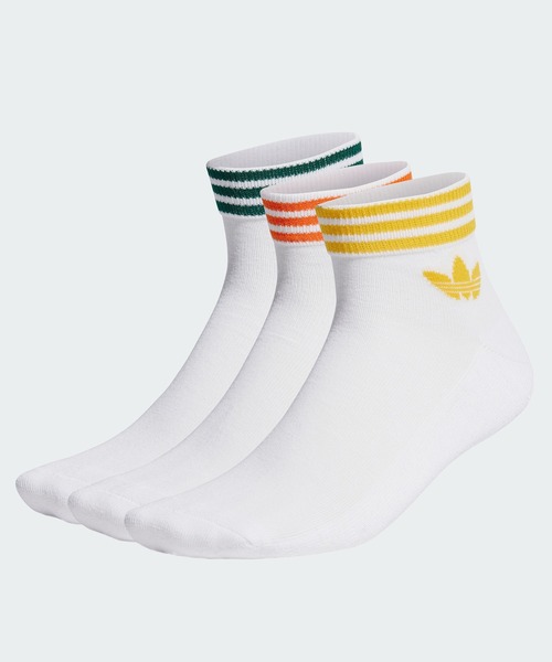 adidas（アディダス）の「トレフォイル アンクルソックス 3足組み [TREFOIL ANKLE SOCKS 3 PAIRS]  / アディダスオリジナルス adidas Originals（ソックス/靴下・メンズ・ホワイト/ブラック/ホワイト×ネイビー/ホワイト×レッド/ホワイト×グレー/ホワイト×ブラック/オフホワイト/マルチ/ホワイト系その他/オリーブ/グリーン/ホワイト×グリーン/ホワイト系その他2/ブラック系その他・19-21cm/22.0～24.0cm/24.0～26.0cm/27.0～29.0cm/17-19cm）」の9枚目の写真